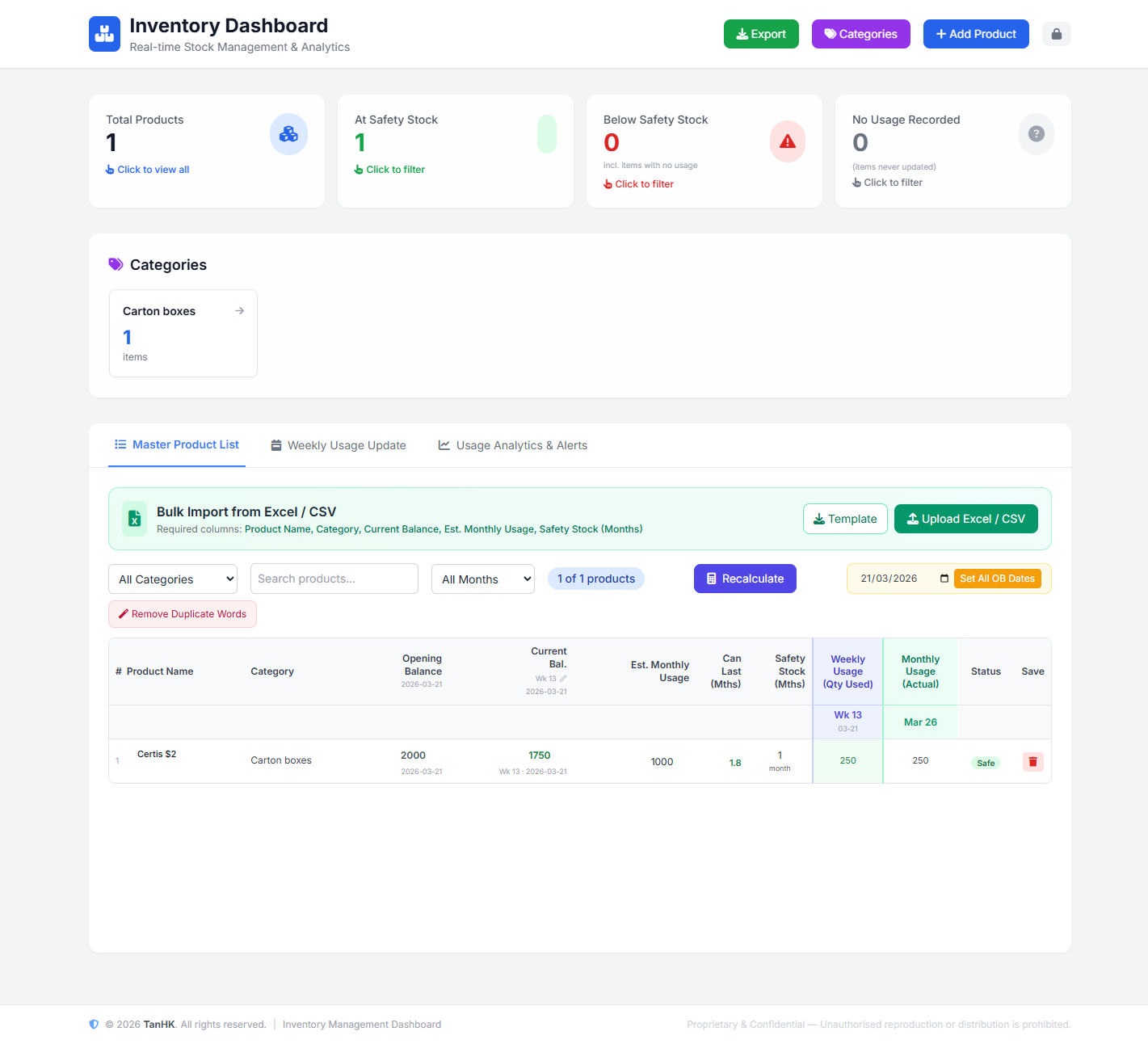 Inventory Dashboard Preview