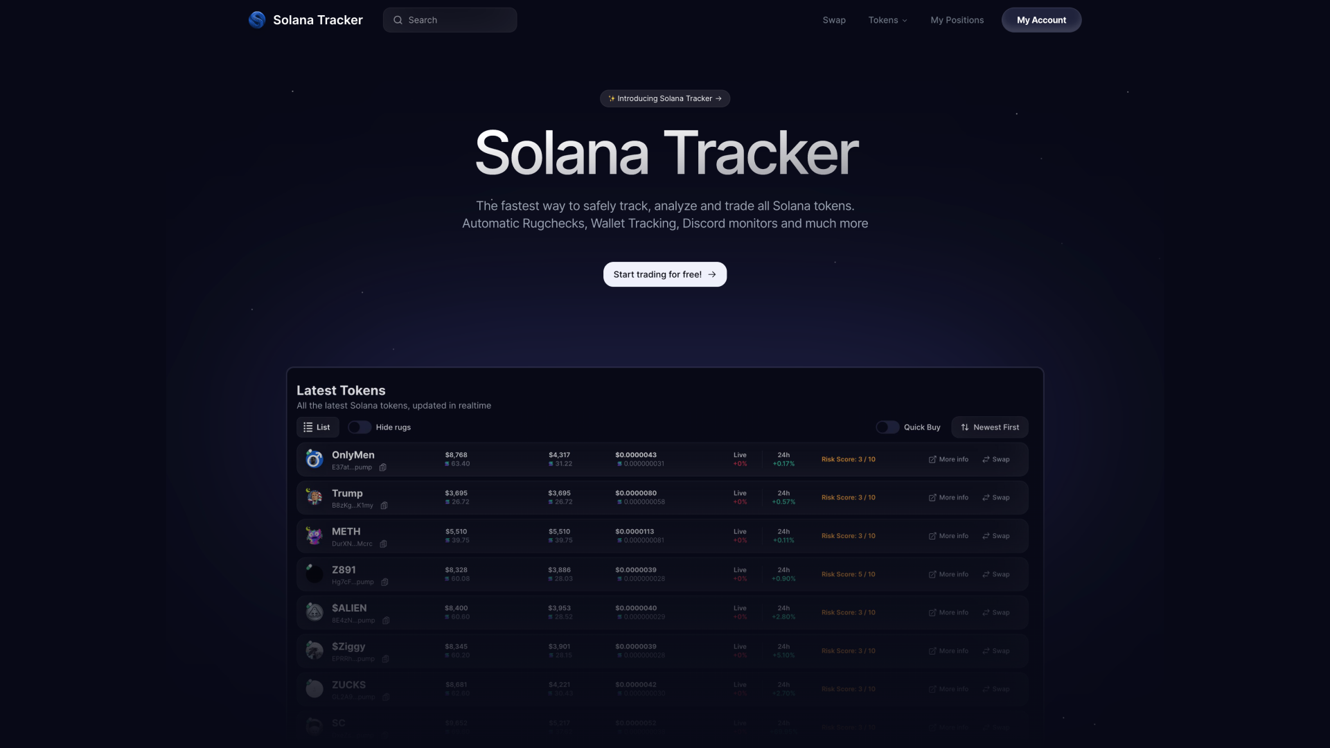 Solana Tracker screenshot