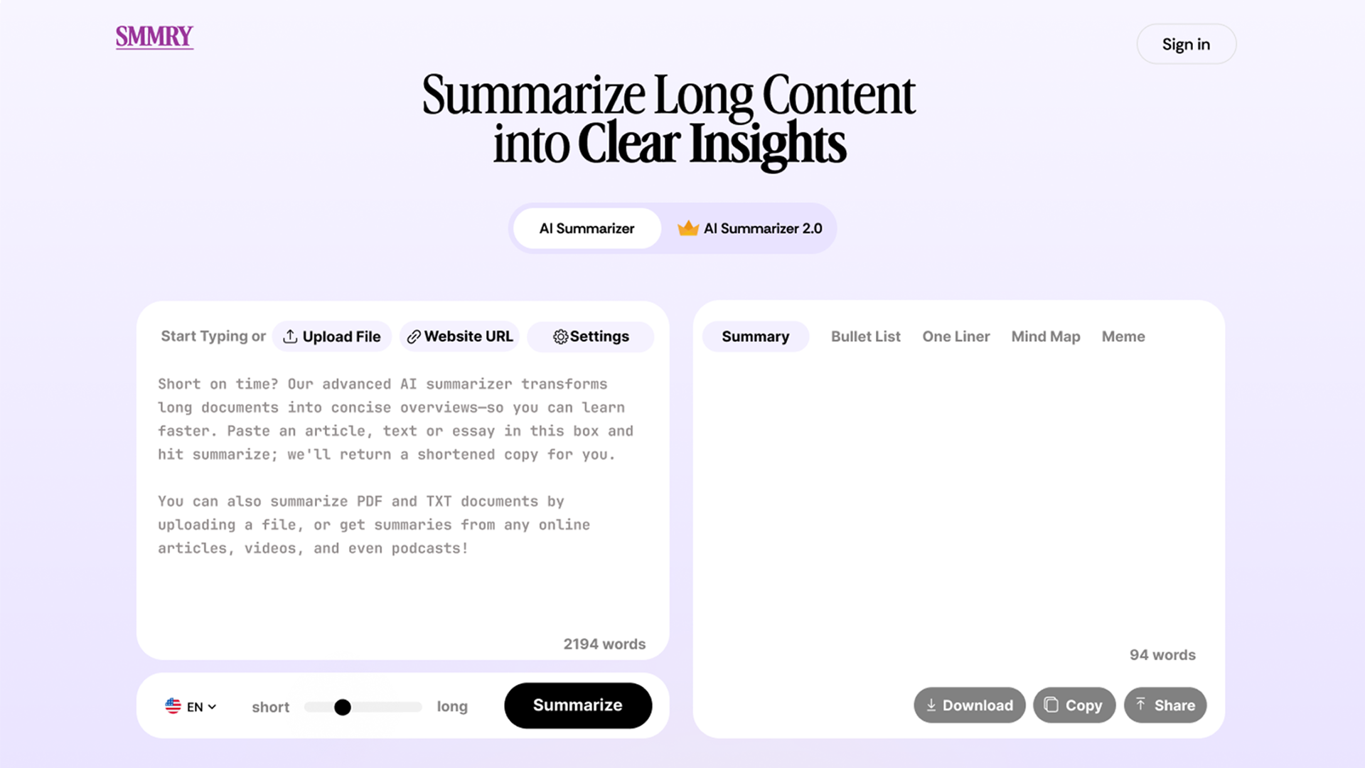 Smmry screenshot