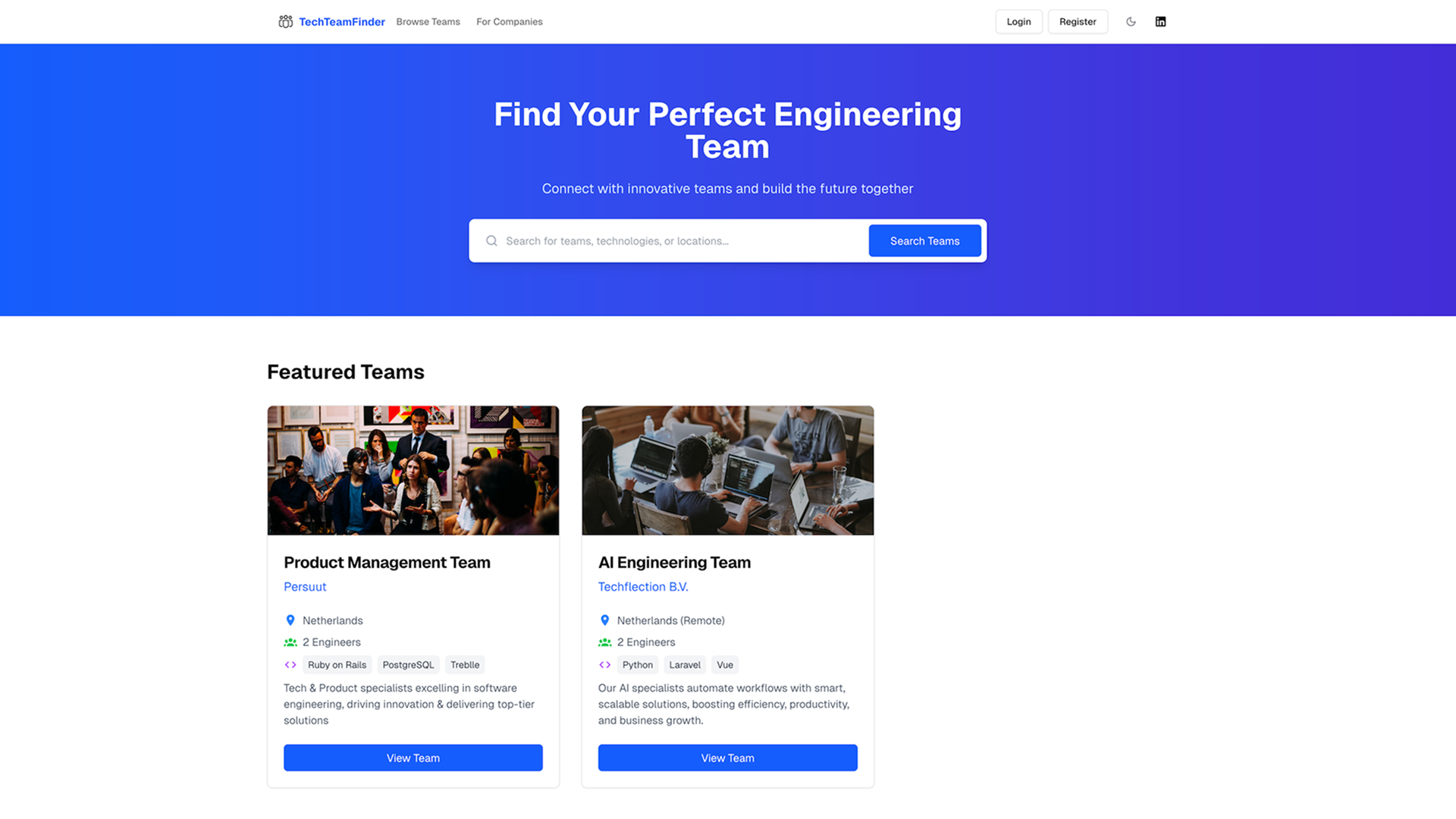 TechTeamFinder screenshot