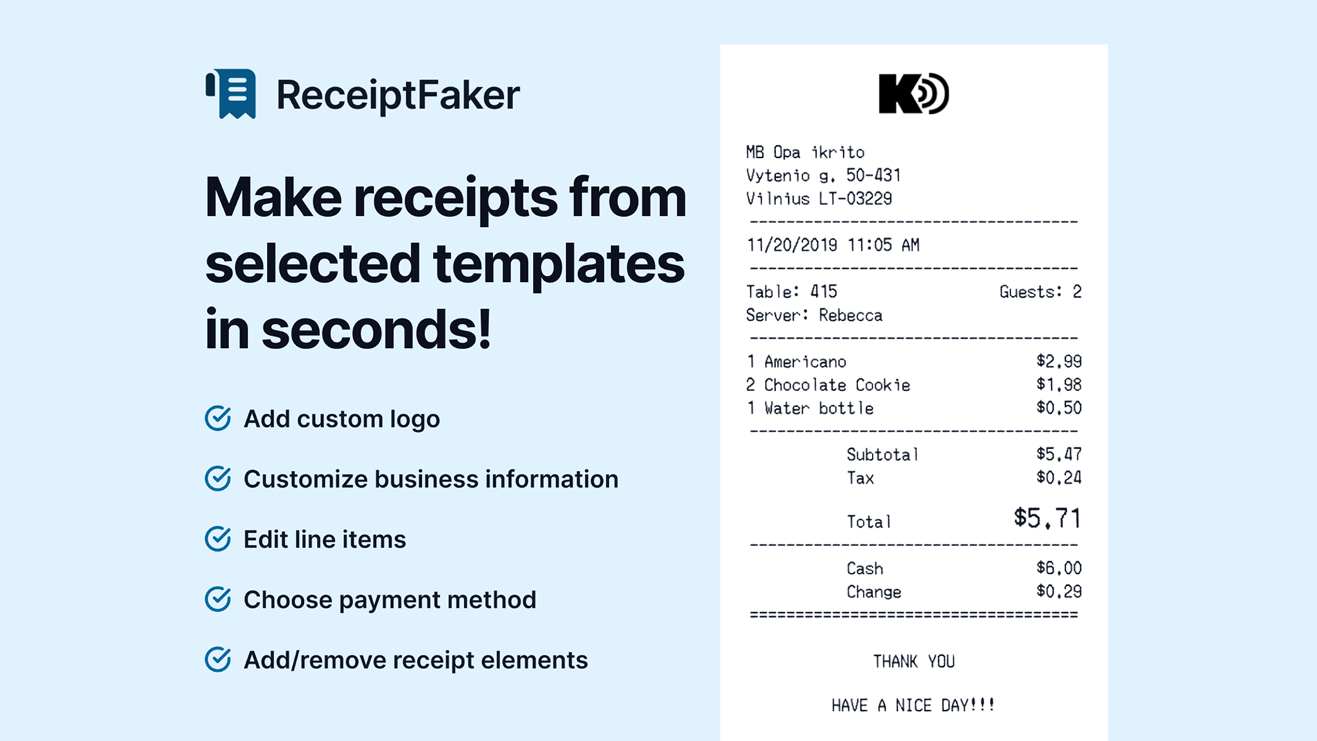 Receipt Faker screenshot
