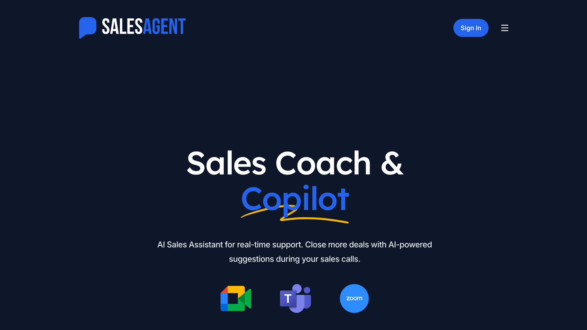 SalesAgent Chat screenshot