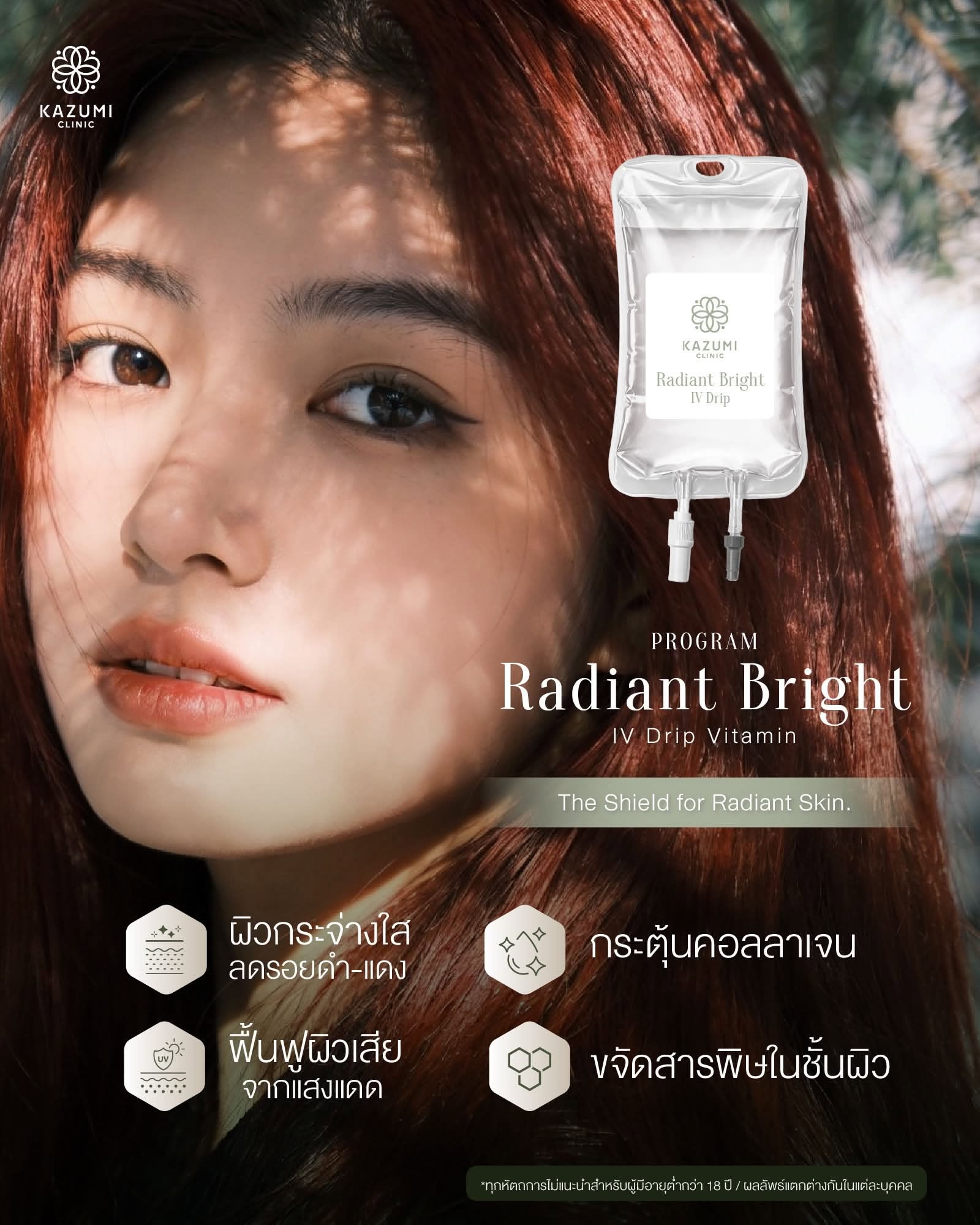 โปสเตอร์ Radiant Bright IV Drip พร้อมภาพผู้หญิงผมสีน้ำตาล
