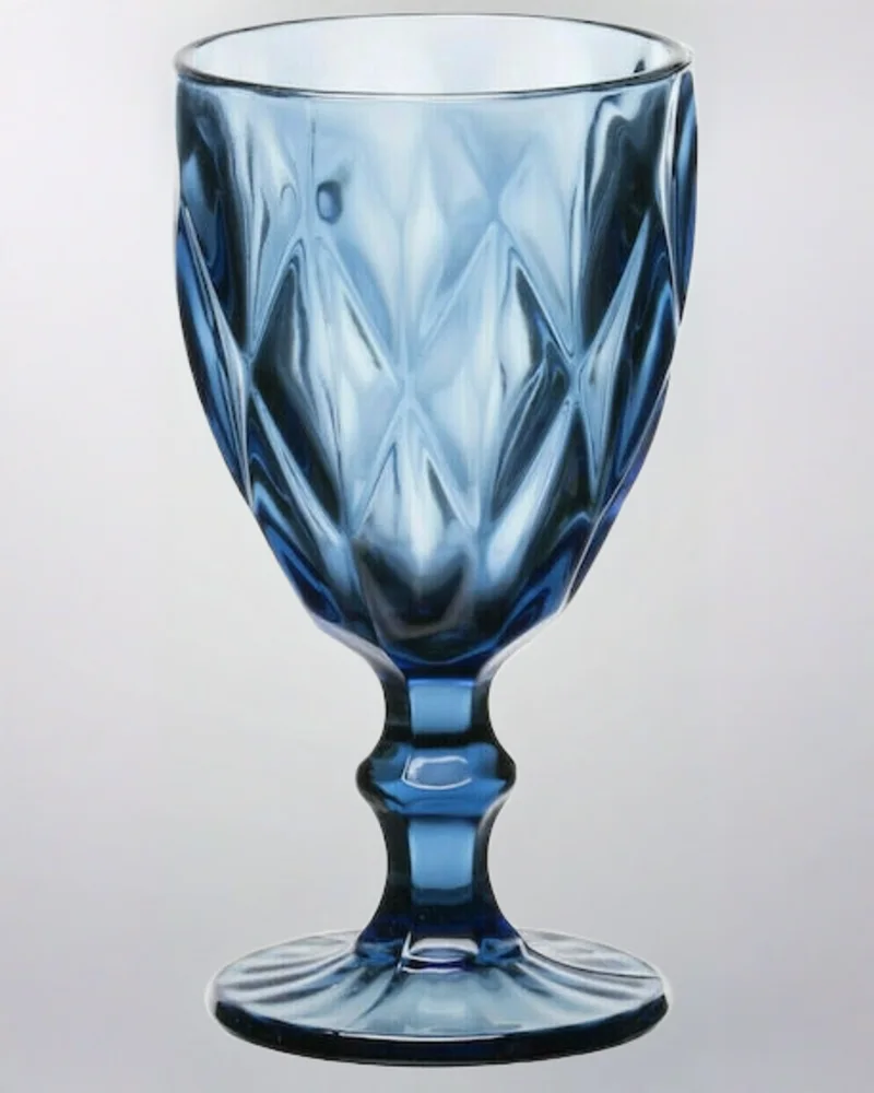 Vintage Blue Wine Glass