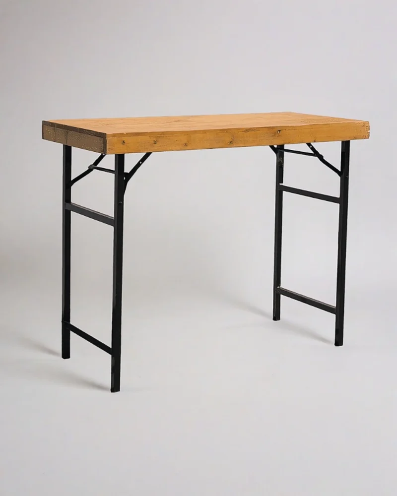Wooden Rectangular High Table Black Metal Legs