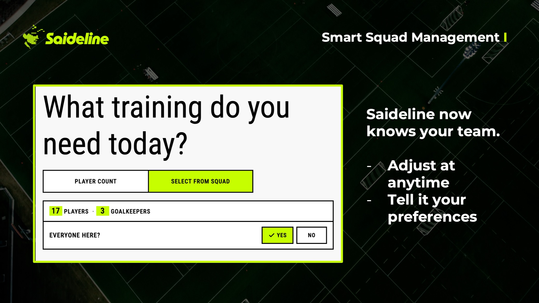 Player set to absent and teams automatically rebuilt in Saideline