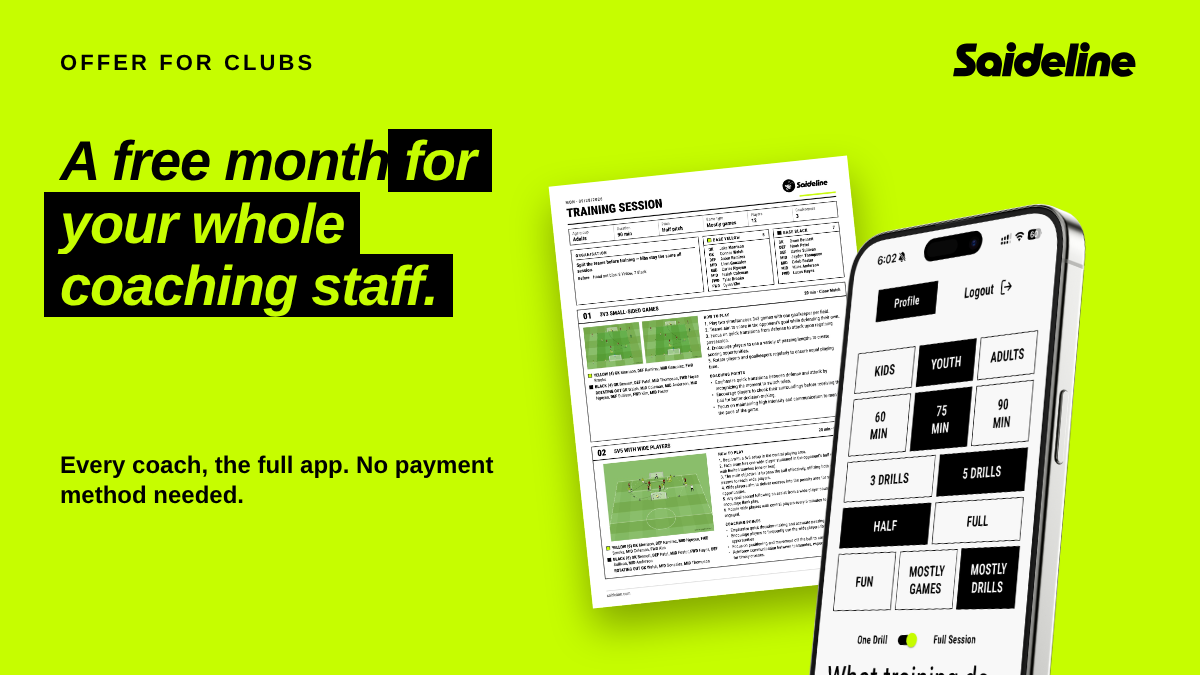 Give Your Whole Coaching Staff Saideline for a Month, Free