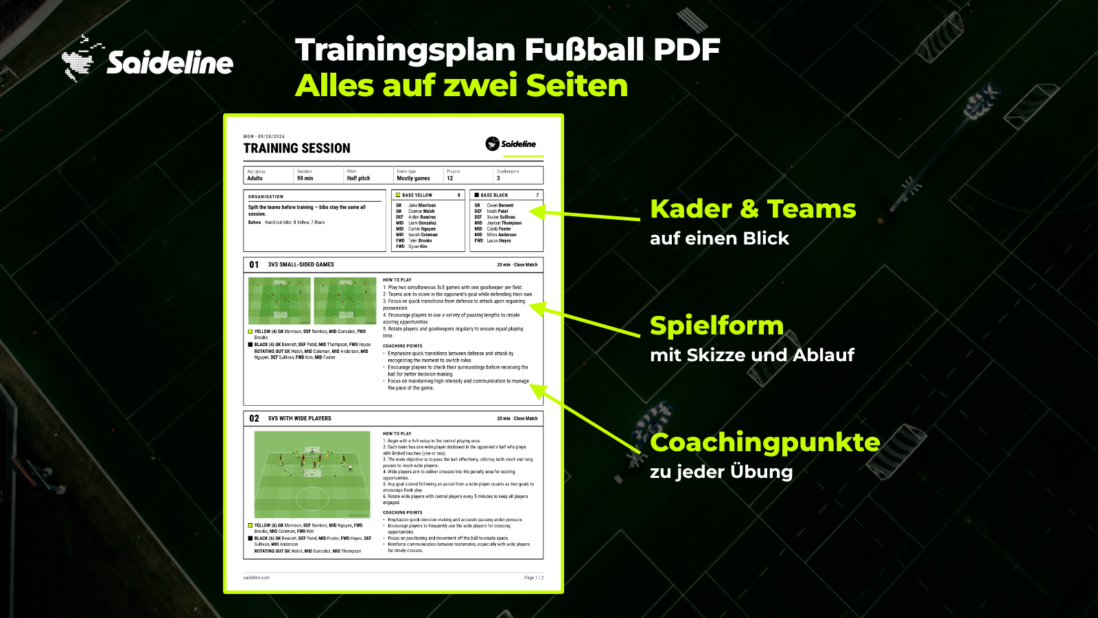 Trainingsplan Fußball PDF: Die ganze Einheit auf zwei Seiten