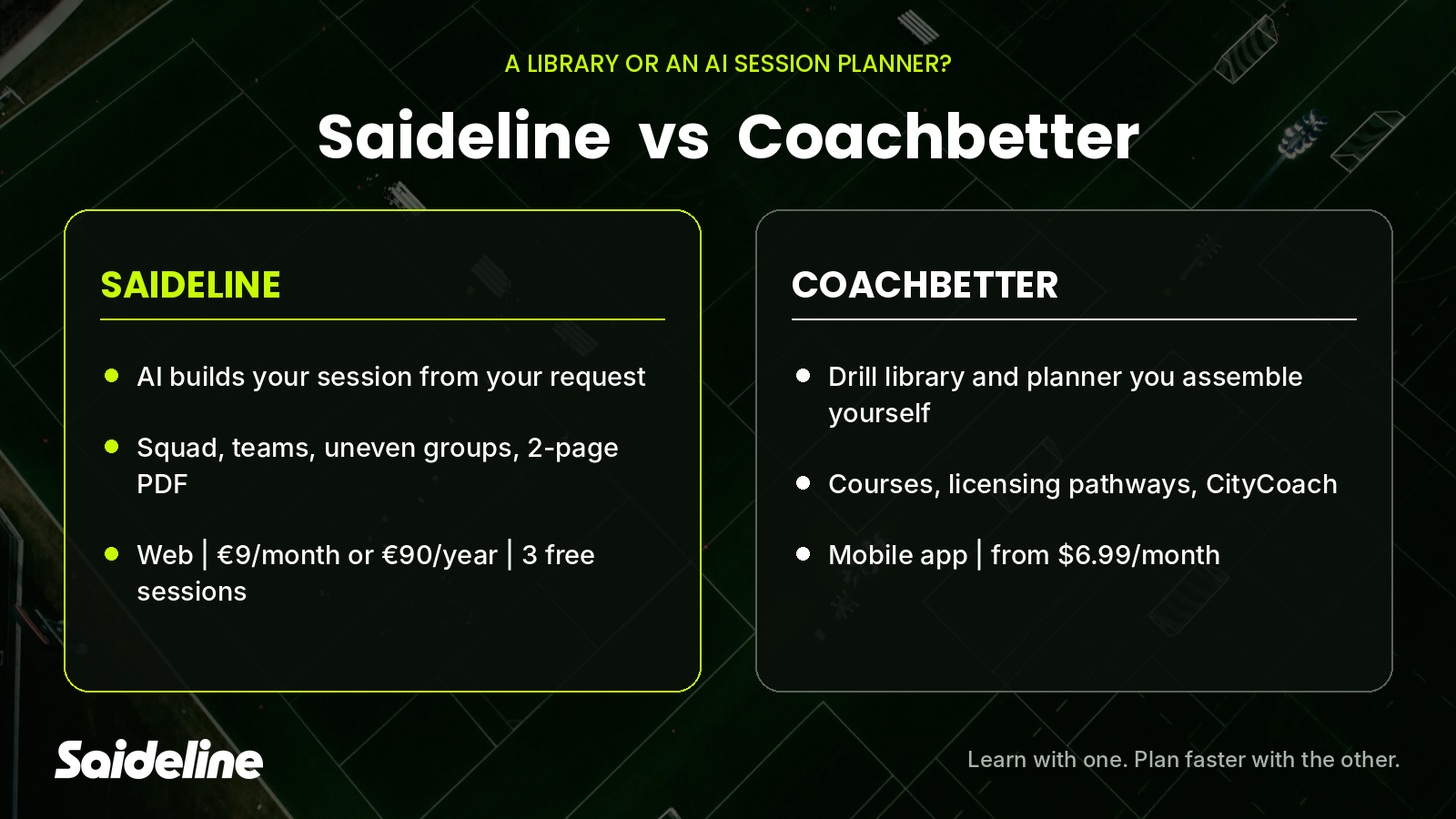 Saideline vs. Coachbetter: A Library or an AI Session Planner?