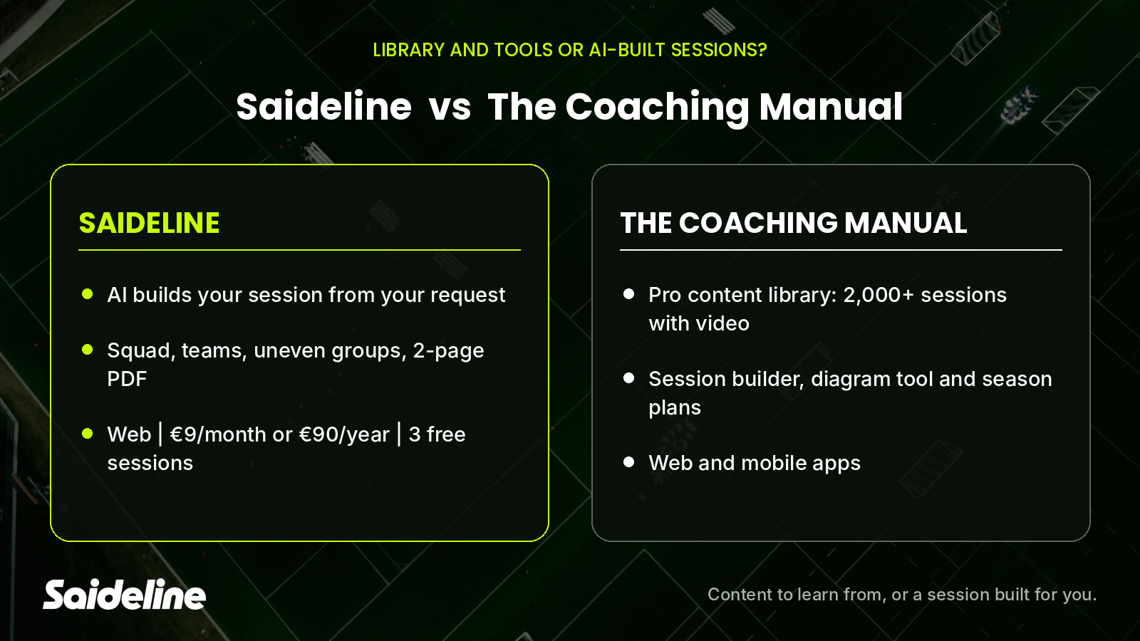 Saideline vs. The Coaching Manual: Which Soccer Session Planner Fits You?