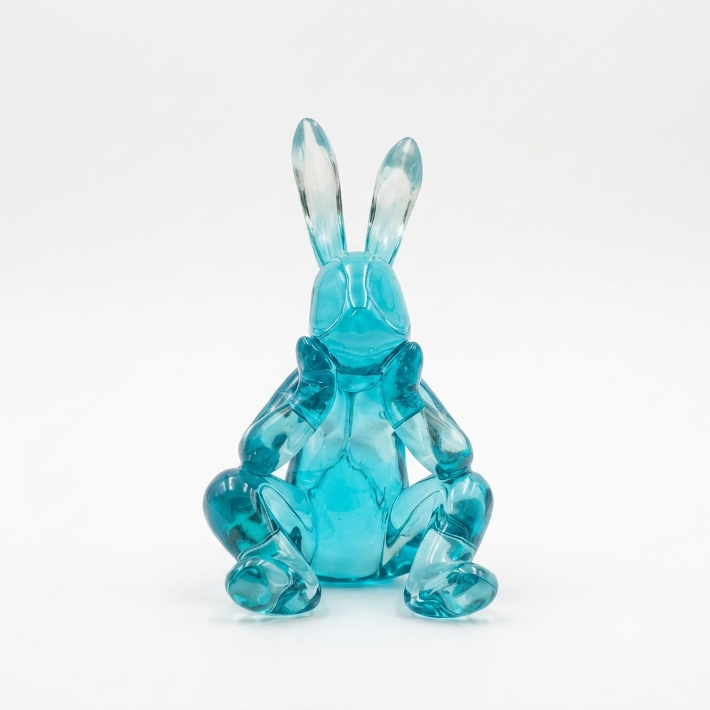 Rabbit Thinking Clear Resin Blue Decor