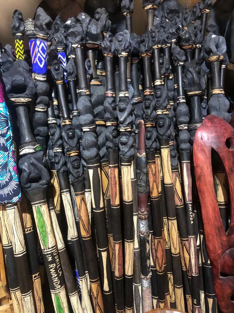 Gorilla walking sticks - Authentic Rwandan Art at Harinda Art Ltd, Kinigi, Rwanda