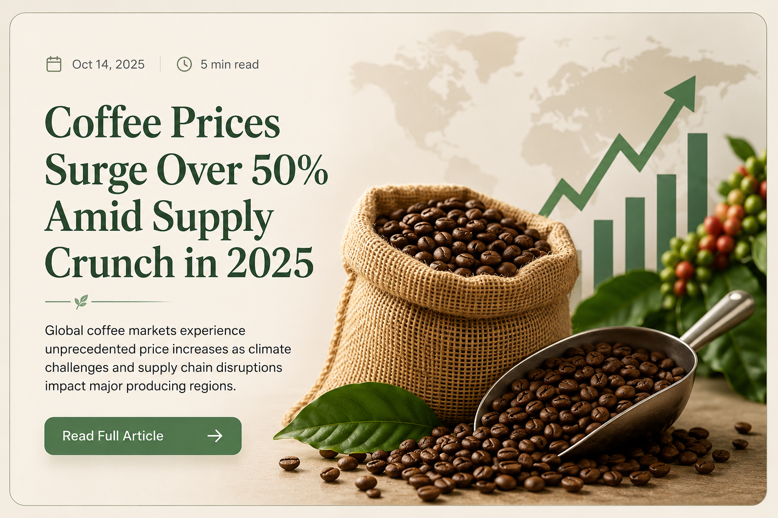 Coffee Prices Surge Over 50% Amid Supply Crunch in 2025