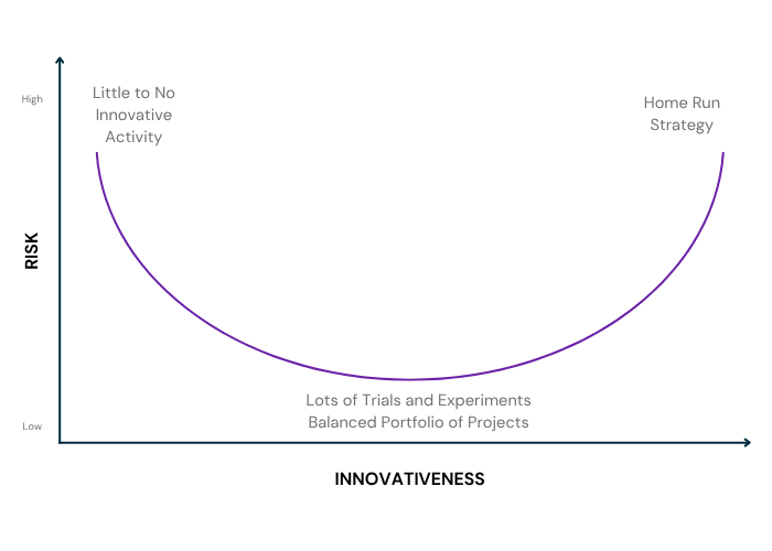 A chart that explains the risk depending on the type of innovation