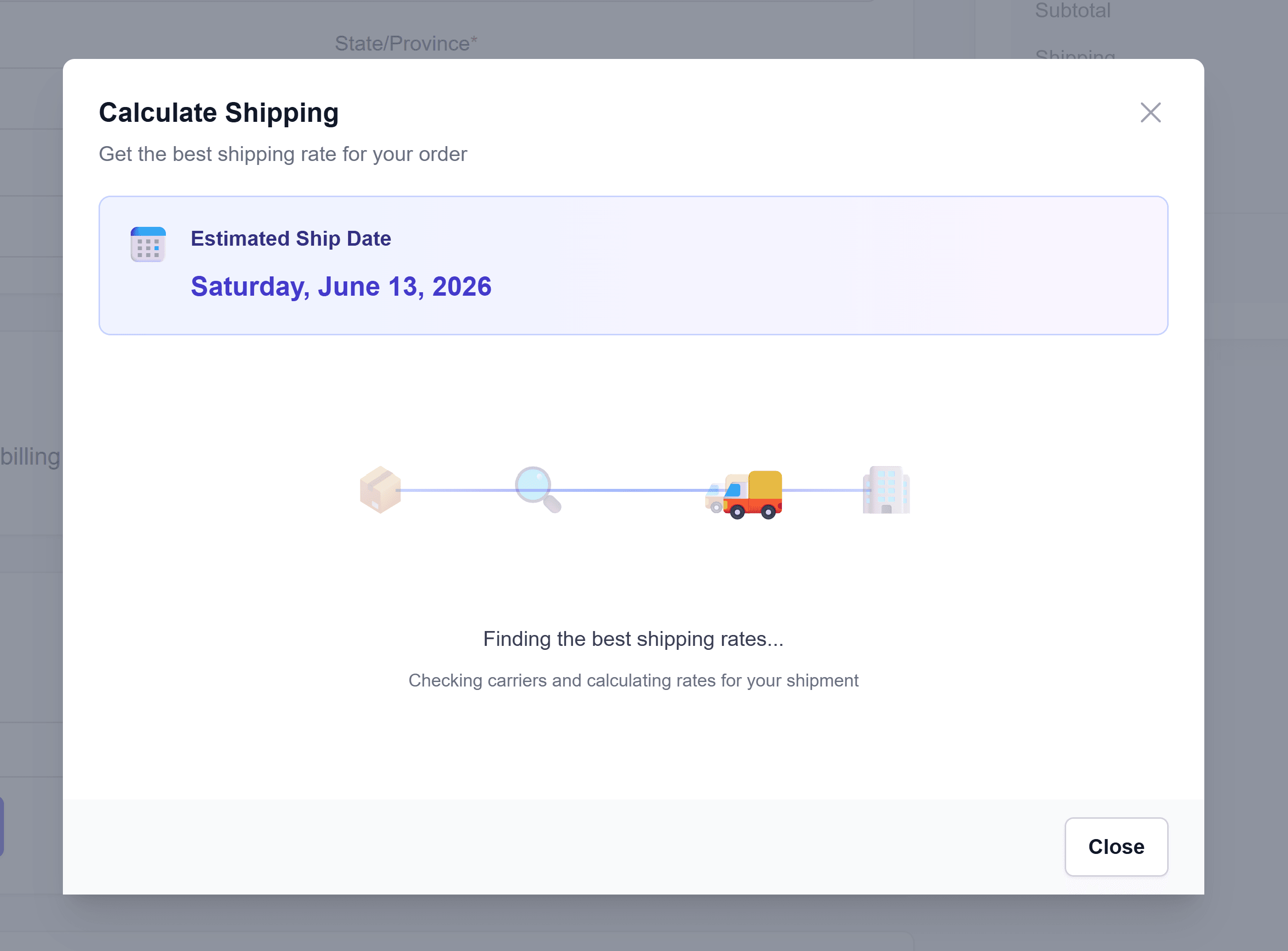 Screenshot of inventory management interface showing stock levels, reorder points, and shipping integration options