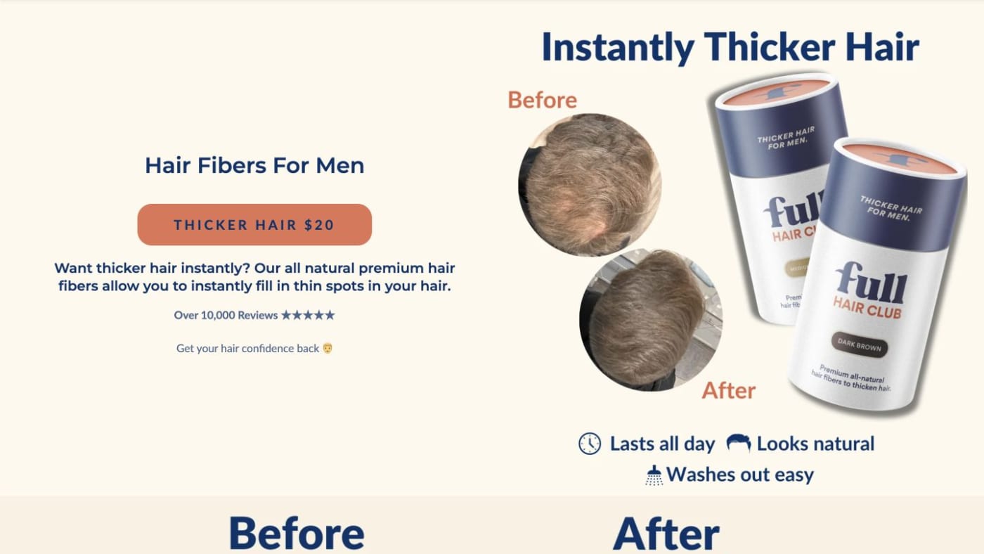 Full Hair Club website screenshot