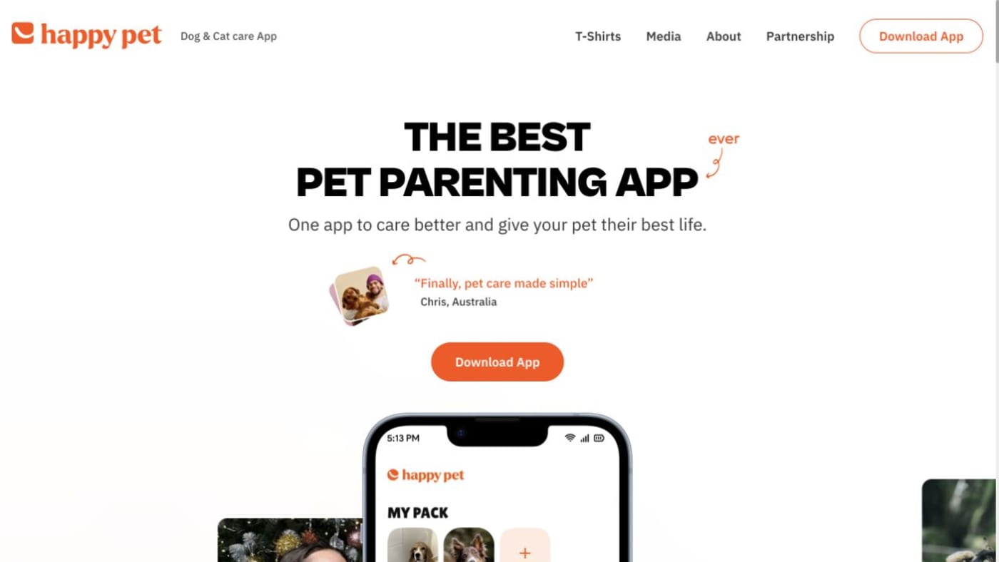 Happy Pet website screenshot