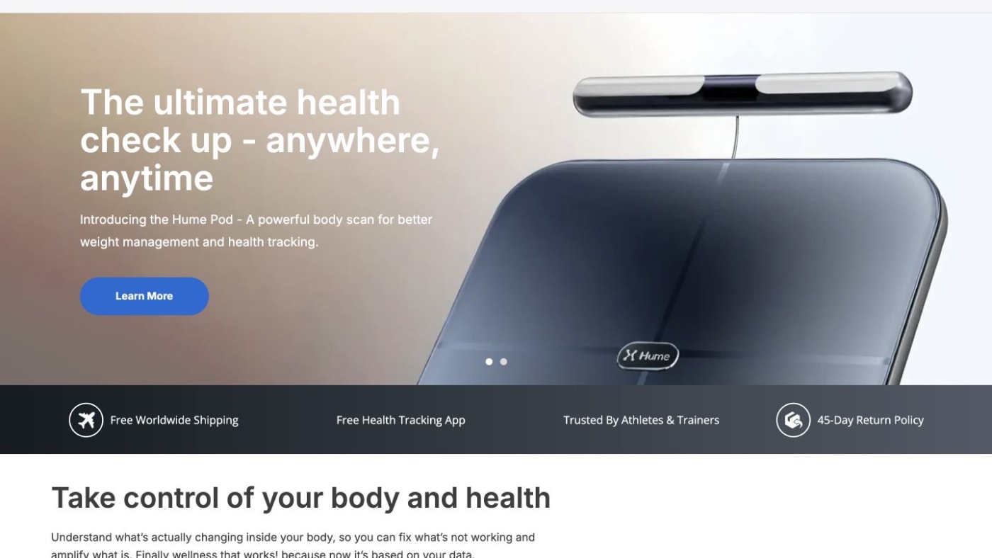 HumeHealth website screenshot