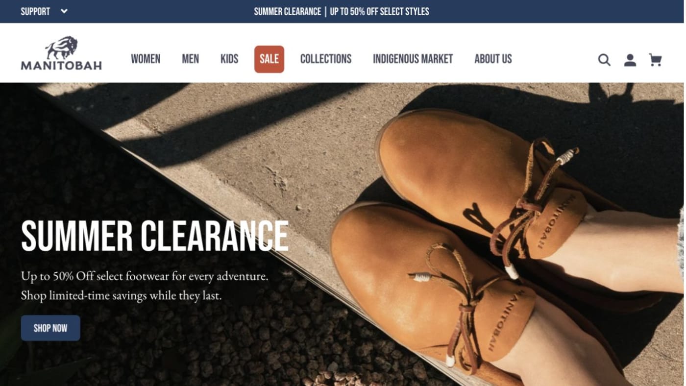 Manitobah website screenshot