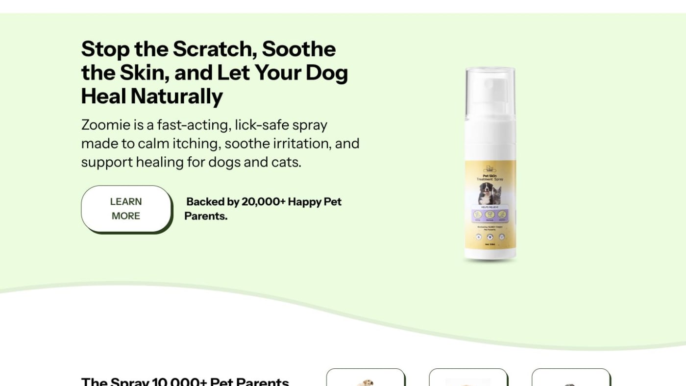 Zoomie website screenshot