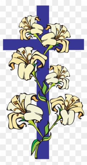 Sign Up For Cyo Track & Field - Cross With Easter Lilies - Transparent PNG Free Download