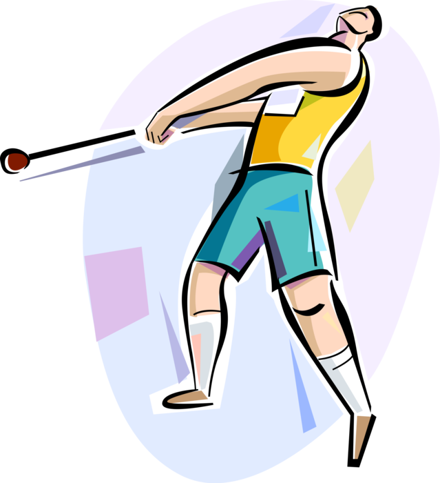 Vector Illustration Of Track And Field Athletic Sport - Hammer Throw Cartoon [VI] - Transparent PNG Free Download