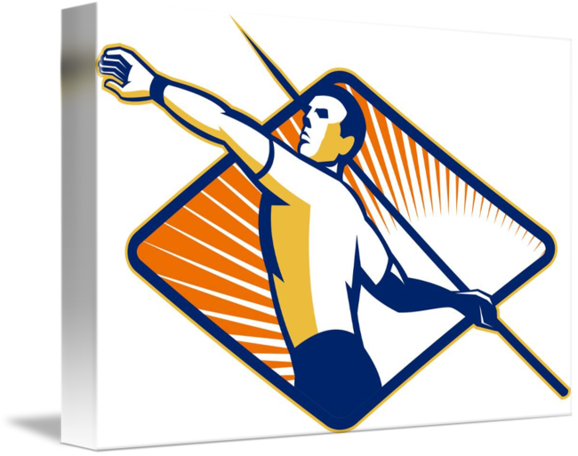 Track And Field Athlete Javelin Throw Retro By Aloysius - Jabalina Atletismo - Transparent PNG Free Download