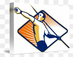 Track And Field Athlete Javelin Throw Retro By Aloysius - Jabalina Atletismo - Transparent PNG Free Download