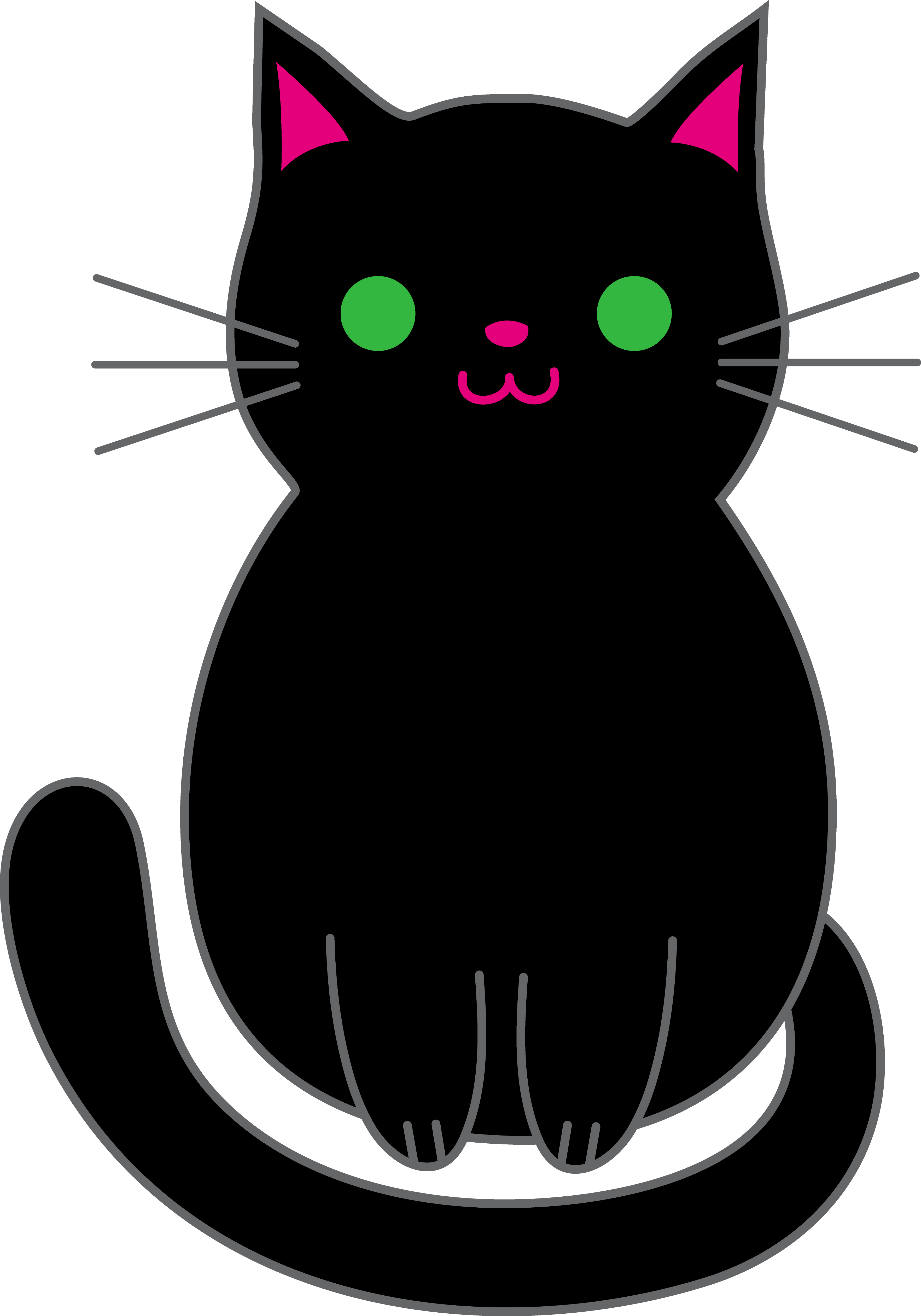Anime Black Clipart - Cute Black Cat Animated - Transparent PNG Free Download