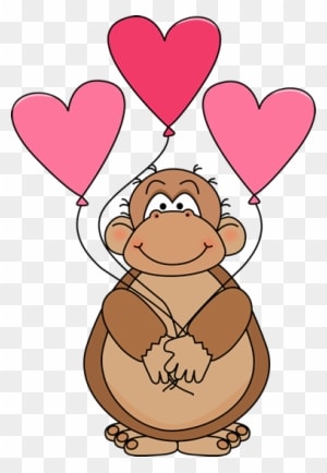Valentine's Day Ape - Valentines Day Cute Animals - Transparent PNG Free Download