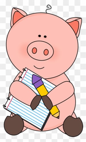 Pig With Notepad And Pencil - Animal With Pencil Clipart - Transparent PNG Free Download