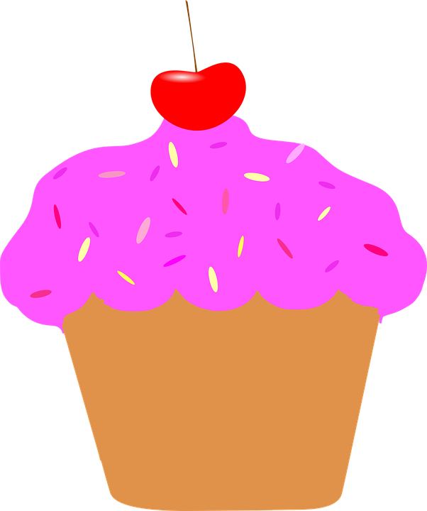 Pink Cherry Cupcake Clip Art At Vector Clip Art Online - Animation Cupcakes - Transparent PNG Free Download