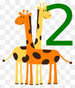Two Giraffes Animals Clip Art - Number 2 With Animals - Transparent PNG Free Download