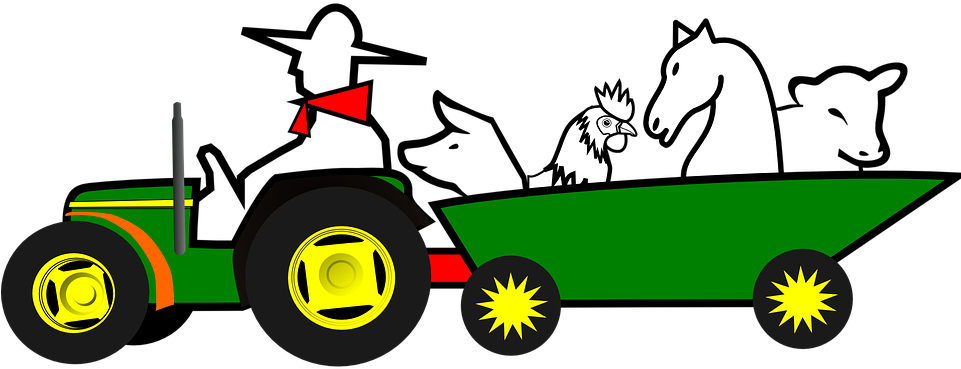 Farmer, Animals, Car, Farm, Green, Horse - Moving Tractor Animation - Transparent PNG Free Download