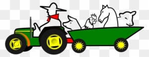 Farmer, Animals, Car, Farm, Green, Horse - Moving Tractor Animation - Transparent PNG Free Download