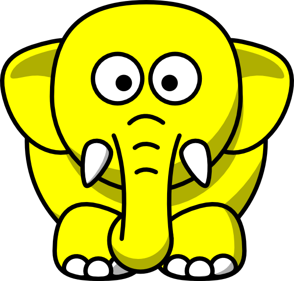 Yellow Elephant Clip Art - Black And White Clipart Animals - Transparent PNG Free Download
