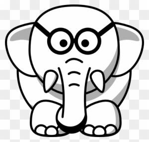 Line Art Elephant In Glasses Clip Art At Clker - Black And White Clipart Animals - Transparent PNG Free Download