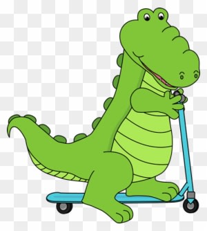 Alligator Riding A Scooter - Animals Going To School - Transparent PNG Free Download