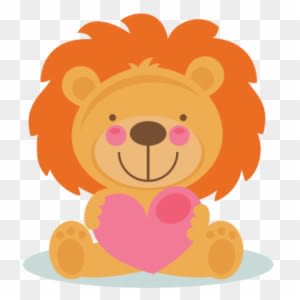 Cute Valentine Lion Scrapbook Cuts Svg Cutting Files - Cute Valentines Day Cartoon Animals - Transparent PNG Free Download