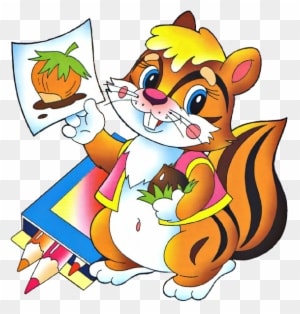 Cartoon Animals With School Crayons And Pencils - Animal Using Pencil Cartoon - Transparent PNG Free Download