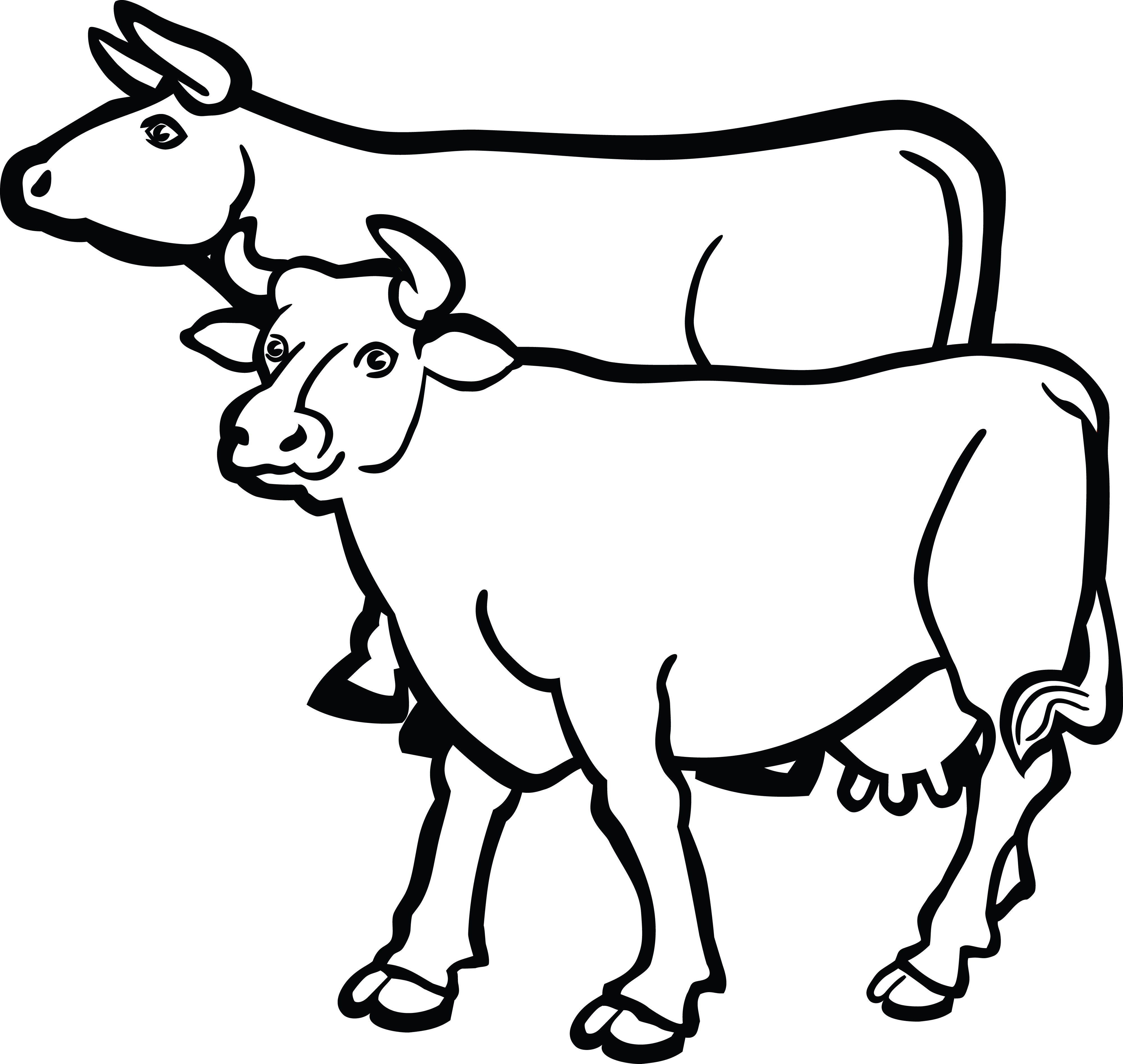 Free Clipart Of A Pair Of Cows - Clip Art Black And White Pair Animals - Transparent PNG Free Download