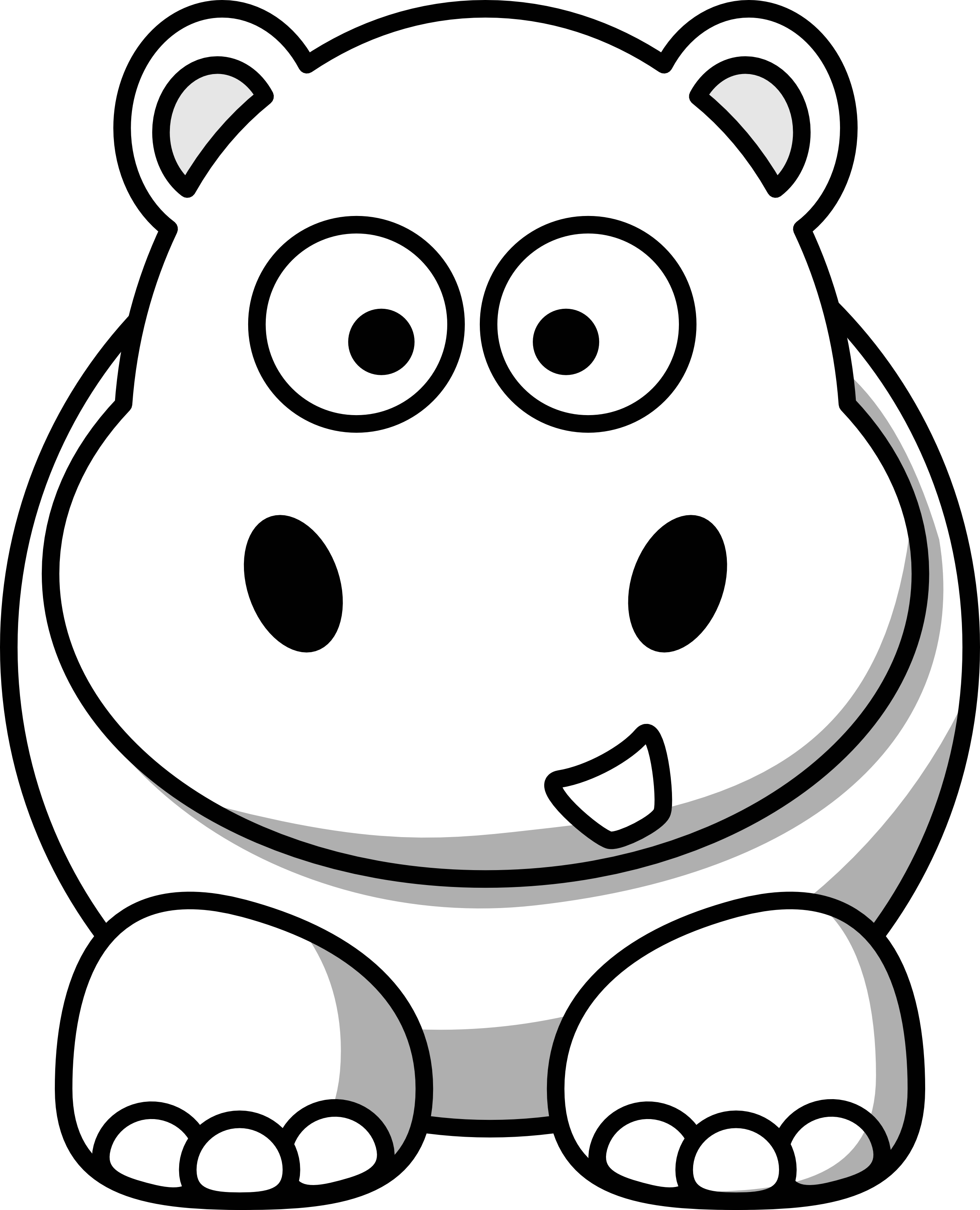 Hippo Clip Art Black And White - Clipart Animals Black And White - Transparent PNG Free Download