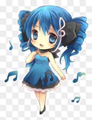 Anime Girl With Light Blue Hair And A Knife - Blue Haired Anime Chibi - Transparent PNG Free Download