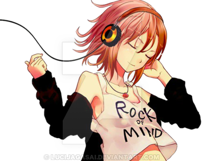 Anime Girl With Headphones Clipart - Anime Girl With Red Hair And Headphones - Transparent PNG Free Download
