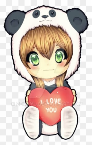 Panda Love By Zekiryu On Deviantart - Love You Anime Chibi - Transparent PNG Free Download
