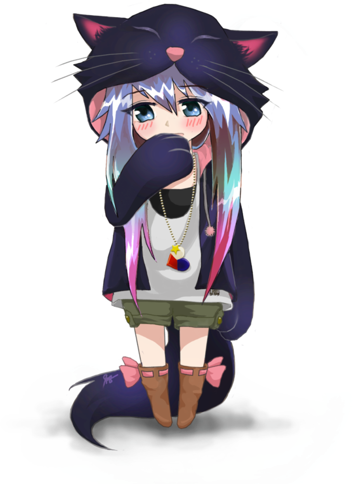 Half Demon Half Angel Anime Download - Chibi Anime Neko Girl - Transparent PNG Free Download