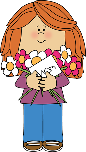 White Caucasian Girl With Red Hair Holding Flowers - Happy Mothers Day Animated - Transparent PNG Free Download