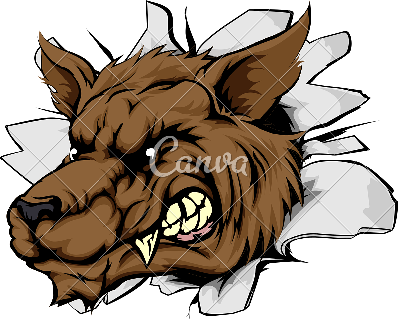 Wolf Sports Mascot Breakthrough Illustration - Mean Animal Drawings - Transparent PNG Free Download
