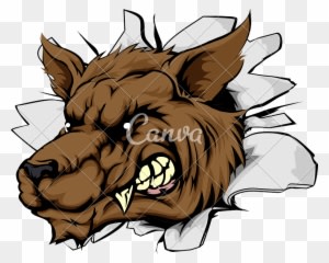 Wolf Sports Mascot Breakthrough Illustration - Mean Animal Drawings - Transparent PNG Free Download