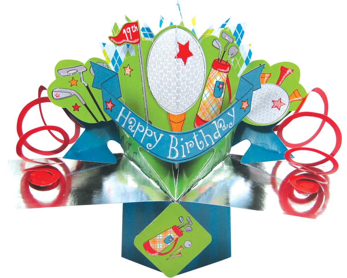 Happy Birthday Golf Pop-up Card - Second Nature Pop Up - Golf - Transparent PNG Free Download